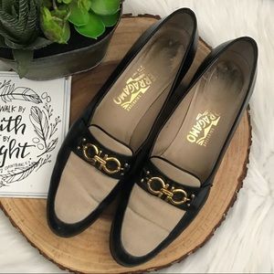 salvatore ferragamo loafers (leather and canvas )